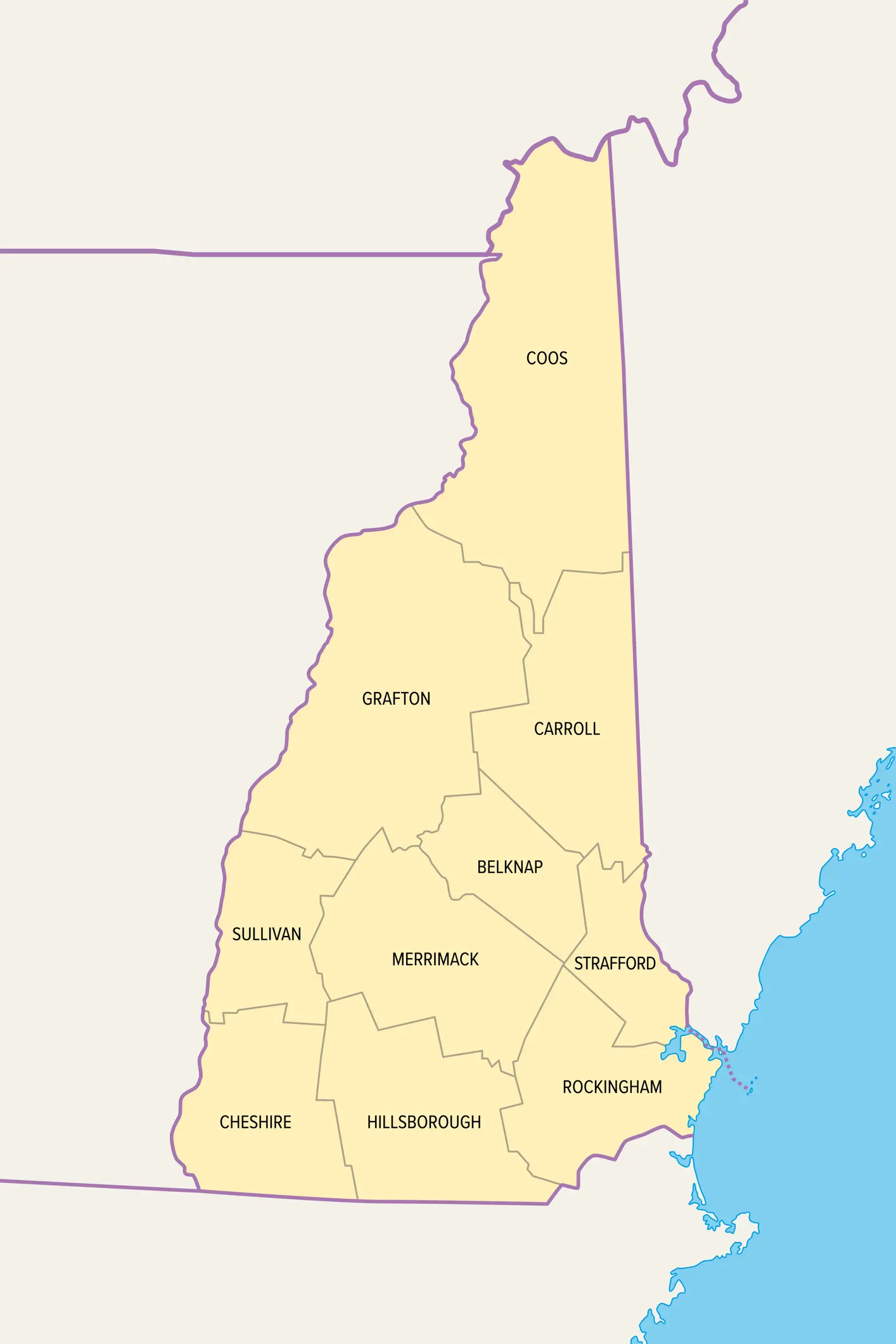 New Hampshire county map